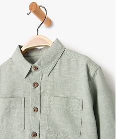 chemise manches longues en coton lin melanges bebe garcon vert chemisesJ809301_2