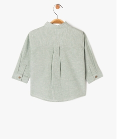 chemise manches longues en coton lin melanges bebe garcon vert chemisesJ809301_3
