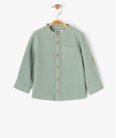 chemise a manches longues en double gaze de coton bebe garcon vert chemisesJ809501_2