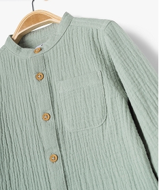 chemise a manches longues en double gaze de coton bebe garcon vert chemisesJ809501_3