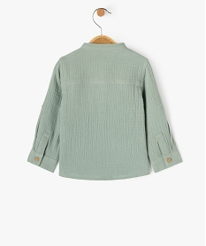 chemise a manches longues en double gaze de coton bebe garcon vert chemisesJ809501_4