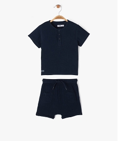 ensemble short tee-shirt en gaze de coton bebe garcon bleuJ810101_1