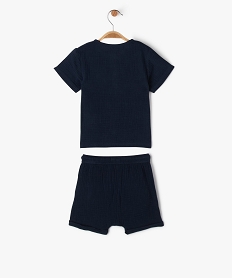 ensemble short tee-shirt en gaze de coton bebe garcon bleuJ810101_4