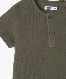ensemble short tee-shirt en gaze de coton bebe garcon vert shortsJ810201_2