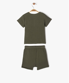 ensemble short tee-shirt en gaze de coton bebe garcon vert shortsJ810201_4
