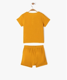 ensemble short tee-shirt en gaze de coton bebe garcon jaune shortsJ810301_4