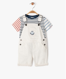 GEMO Ensemble salopette + tee-shirt bébé garçon - LuluCastagnette Blanc