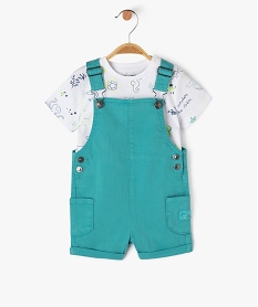 GEMO Ensemble 2 pièces salopette et tee-shirt bébé garçon Vert