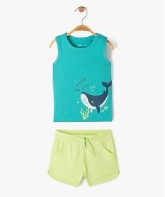 ensemble debardeur short en coton bebe garcon vertJ810901_1