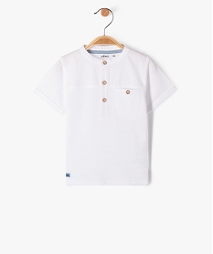 GEMO Tee-shirt à manches courtes col tunisien bébé garçon blanc standard