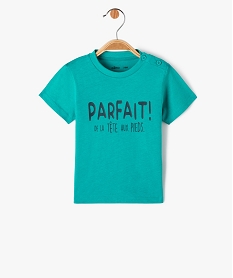GEMO Tee-shirt manches courtes à message fantaisie bébé garçon vert standard