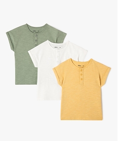 GEMO Tee-shirt manches courtes à col tunisien bébé garçon (lot de 3) jaune standard
