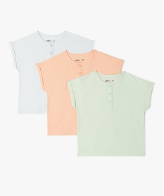 GEMO Tee-shirt manches courtes à col tunisien bébé garçon (lot de 3) bleu standard