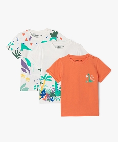 GEMO Tee-shirt à manches courtes à motifs animaux bébé garçon (lot de 3) Orange