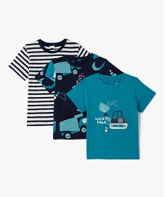 GEMO Tee-shirt à manches courtes assortis bébé garçon (lot de 3) Bleu