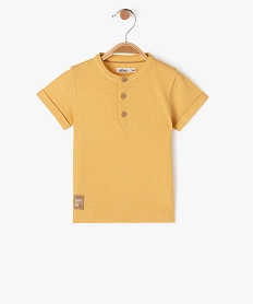 GEMO Tee-shirt manches courtes à col tunisien en maille nid dabeille bébé garçon jaune standard