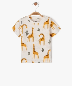 tee-shirt a manches courtes a motifs animaux de la jungle bebe garcon beigeJ818201_1