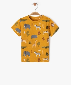 tee-shirt a manches courtes a motifs animaux de la jungle bebe garcon jauneJ818301_1