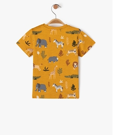 tee-shirt a manches courtes a motifs animaux de la jungle bebe garcon jauneJ818301_3