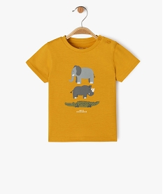 tee-shirt a manches courtes avec motif animaux bebe garcon jauneJ818401_1