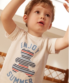 GEMO Tee-shirt à manches courtes avec inscription bébé garçon - LuluCastagnette Blanc