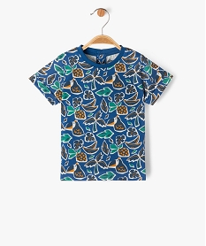 tee-shirt a manches courtes imprime bebe garcon bleuJ819901_1
