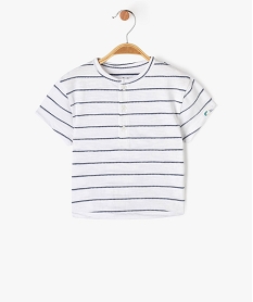 GEMO Tee-shirt à manches courtes rayé col tunisien bébé garçon blanc standard