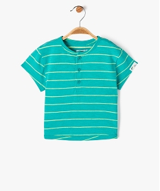GEMO Tee-shirt à manches courtes rayé col tunisien bébé garçon vert standard