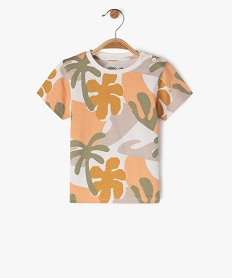 GEMO Tee-shirt à manches courtes à motifs palmiers bébé garçon imprime ecru