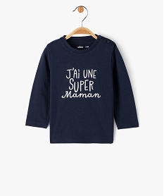 tee-shirt manches longues a message fantaisie bebe garcon bleuJ820901_1