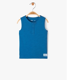 GEMO Débardeur uni avec col rond boutonné bébé garçon bleu standard