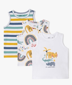 GEMO Débardeur à col rond en coton bébé garçon (lot de 3) blanc standard