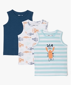 GEMO Débardeur à col rond en coton bébé garçon (lot de 3) bleu standard