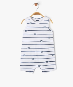 GEMO Combishort en coton avec motifs marins bébé garçon blanc standard