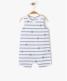 GEMO Combishort en coton avec motifs marins bébé garçon Blanc