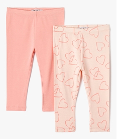 leggings bebe fille uni et imprime (lot de 2) rose leggingsJ824901_1