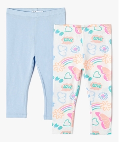 GEMO Leggings bébé fille uni et imprimé (lot de 2) imprime ecru