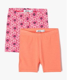 GEMO Leggings short court en coton stretch bébé fille (lot de 2) rose standard