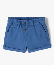 GEMO Short uni avec ceinture élastiquée bébé fille Bleu