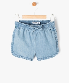 GEMO Short en chambray à volants et taille élastiquée bébé fille Bleu