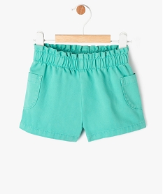 GEMO Short en toile avec taille élastique bébé fille vert standard