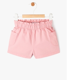 GEMO Short en toile avec taille élastique bébé fille Rose