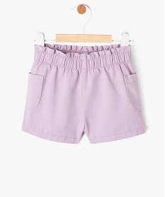 short en toile avec taille elastique bebe fille violet shortsJ826401_1