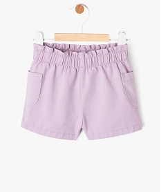 GEMO Short en toile avec taille élastique bébé fille Violet