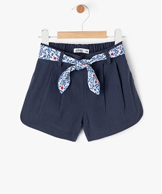 GEMO Short en coton avec ceinture imprimée bébé fille bleu standard