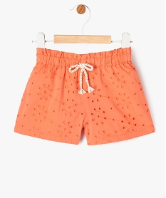 short en coton avec broderies anglaises bebe fille orange shortsJ827001_1