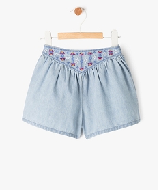 short ample en toile avec ceinture brodee bebe fille bleuJ827101_1