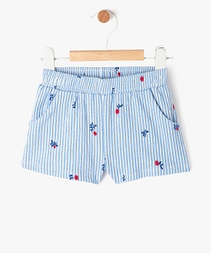 short raye en maille gaufree extensible bebe fille bleu shortsJ827601_1