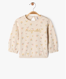 GEMO Sweat à motifs fleuris bébé fille beige standard