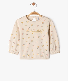 GEMO Sweat à motifs fleuris bébé fille Beige